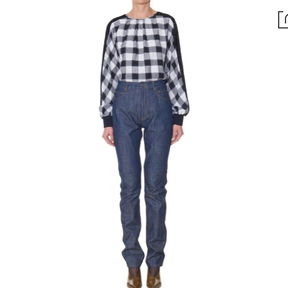 Tibi BLACK/COPPER MULTI LUREX DETAIL PLAID TOP